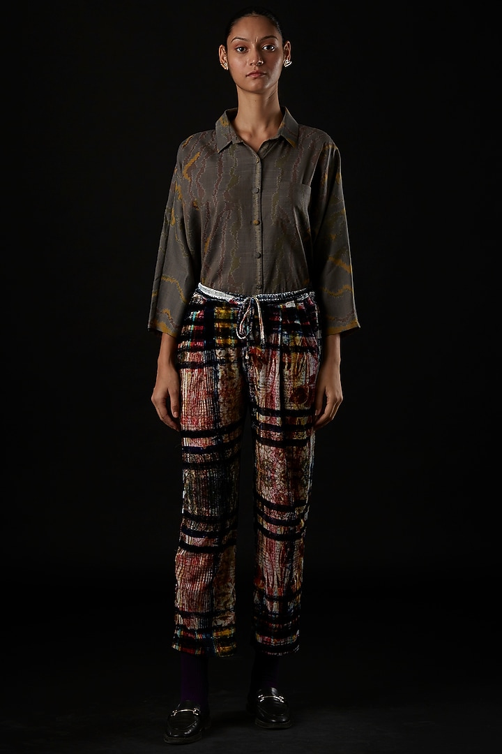 Multi-Colored Silk Velvet Pant by YAVI at Pernia's Pop Up Shop