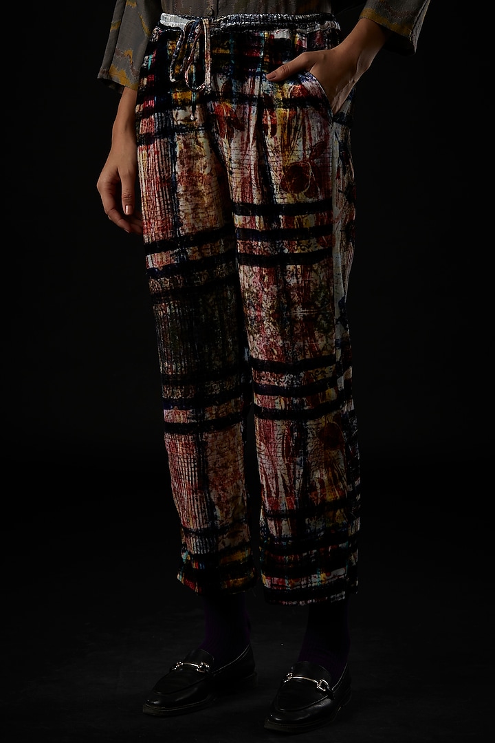 Multi-Colored Silk Velvet Pant by YAVI