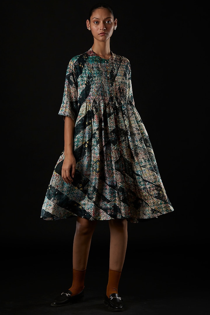 Multi-Colored Silk Printed Dress by YAVI