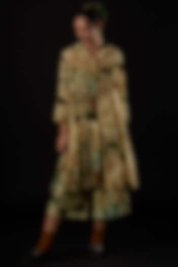 Ecru Moss Crepe Printed Dress by YAVI