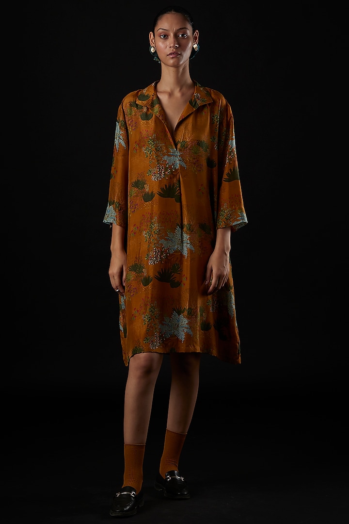 Brown Silk Dress by YAVI at Pernia's Pop Up Shop