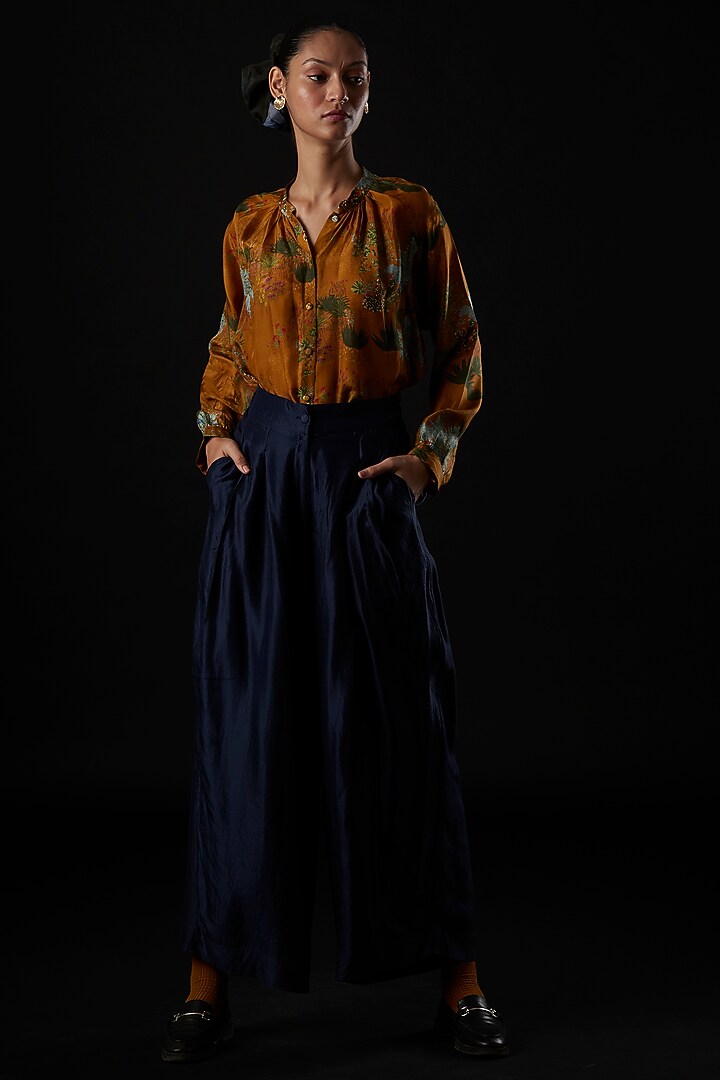 Brown Silk Shirt by YAVI at Pernia's Pop Up Shop