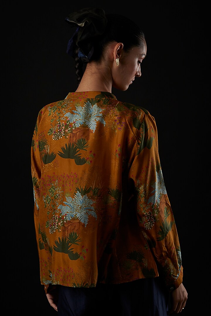 Brown Silk Shirt by YAVI at Pernia's Pop Up Shop