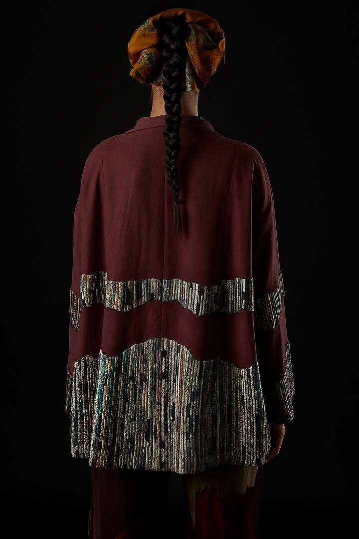 Maroon Canvas Jacket by YAVI at Pernia's Pop Up Shop