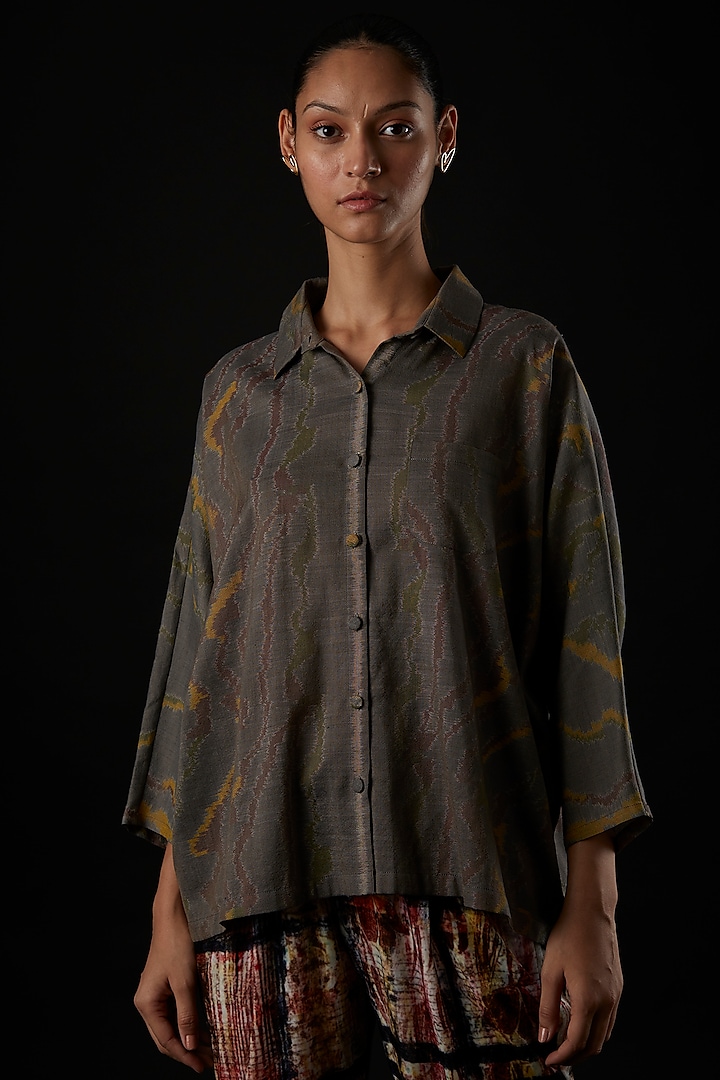 Deep Ash Silk Shirt by YAVI