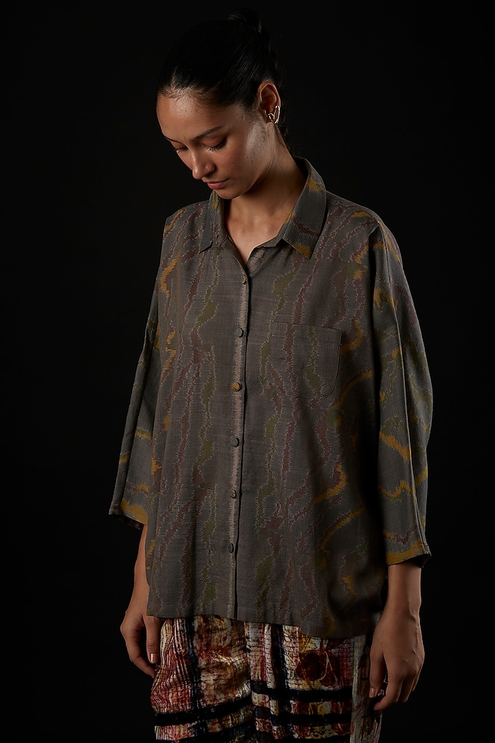 Deep Ash Silk Shirt by YAVI at Pernia's Pop Up Shop