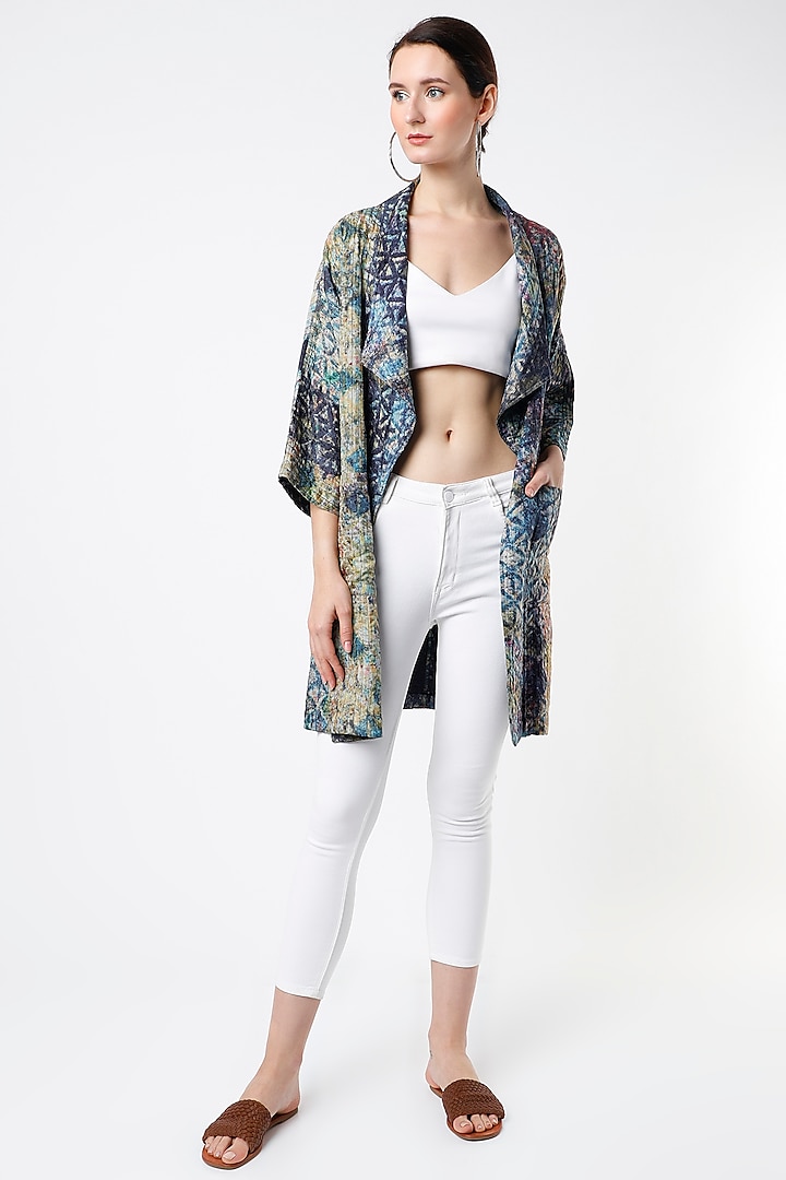 Multi-Colored Printed Quilted Jacket by YAVI