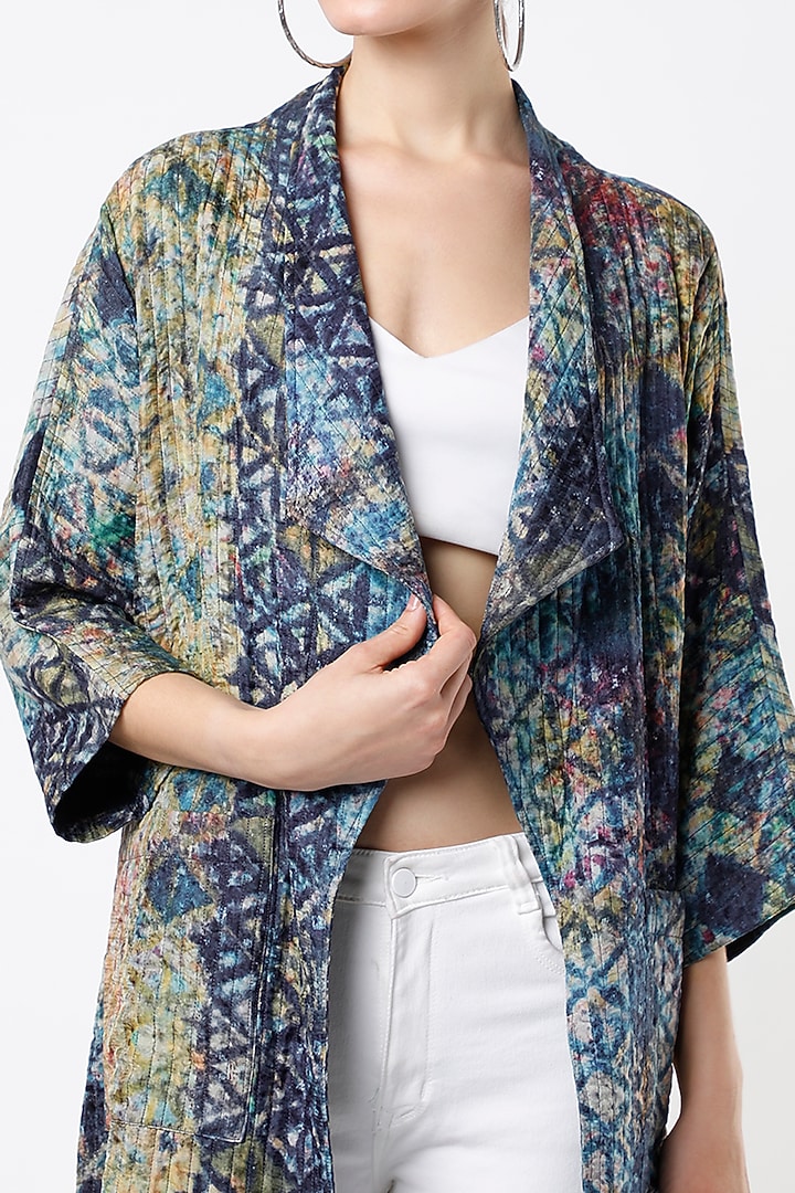 Multi-Colored Printed Quilted Jacket by YAVI at Pernia's Pop Up Shop