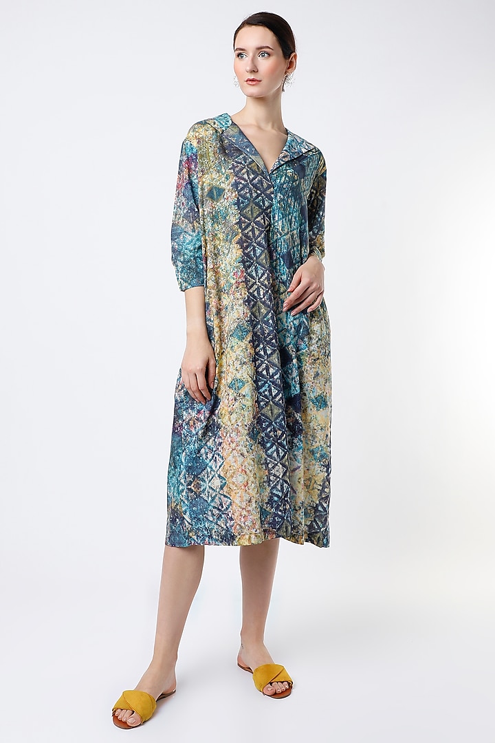Sky Blue Digital Printed Dress by YAVI