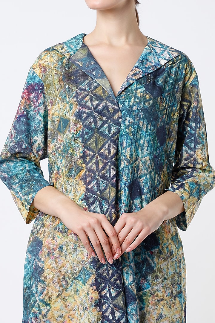 Sky Blue Digital Printed Summer Dress by YAVI at Pernia's Pop Up Shop