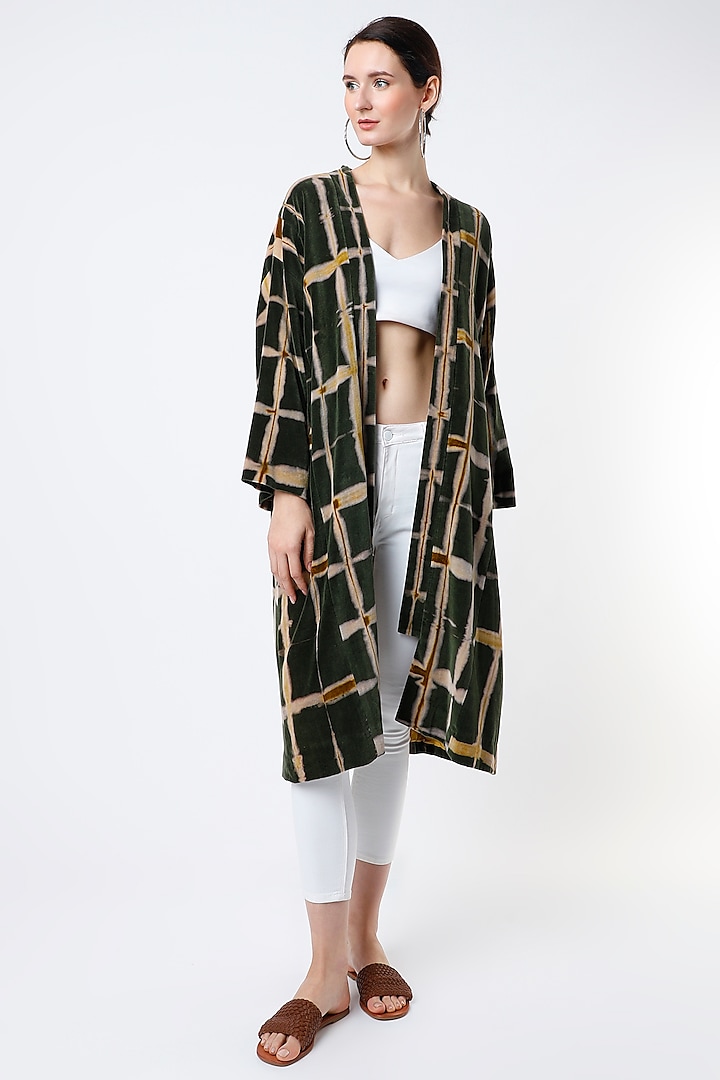 Olive Green Shibori Jacket by YAVI