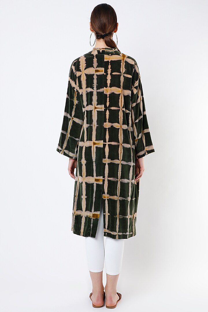Olive Green Shibori Jacket by YAVI at Pernia's Pop Up Shop
