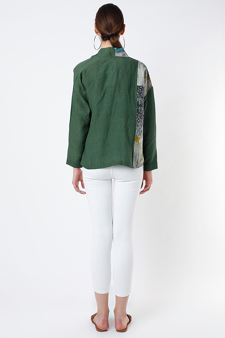 Emerald Green Linen Jacket by YAVI at Pernia's Pop Up Shop