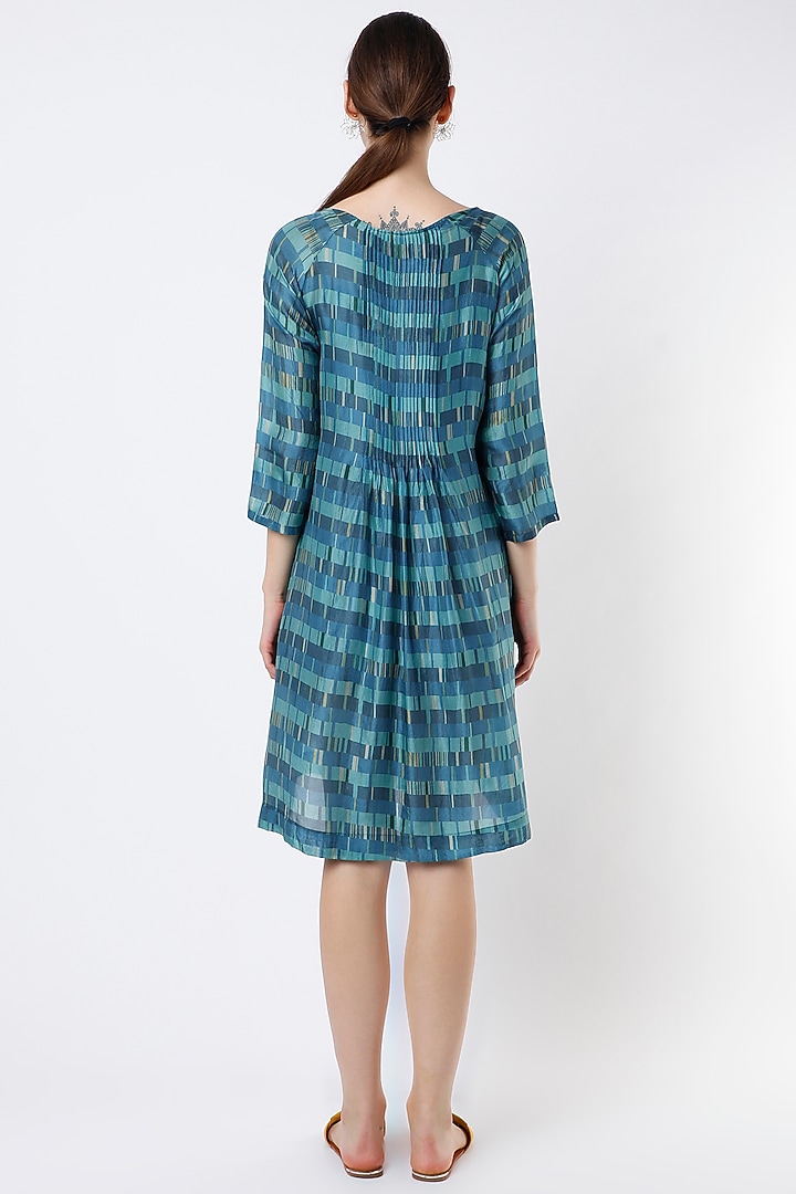 Sky Blue Silk Striped Vacation Dress by YAVI at Pernia's Pop Up Shop