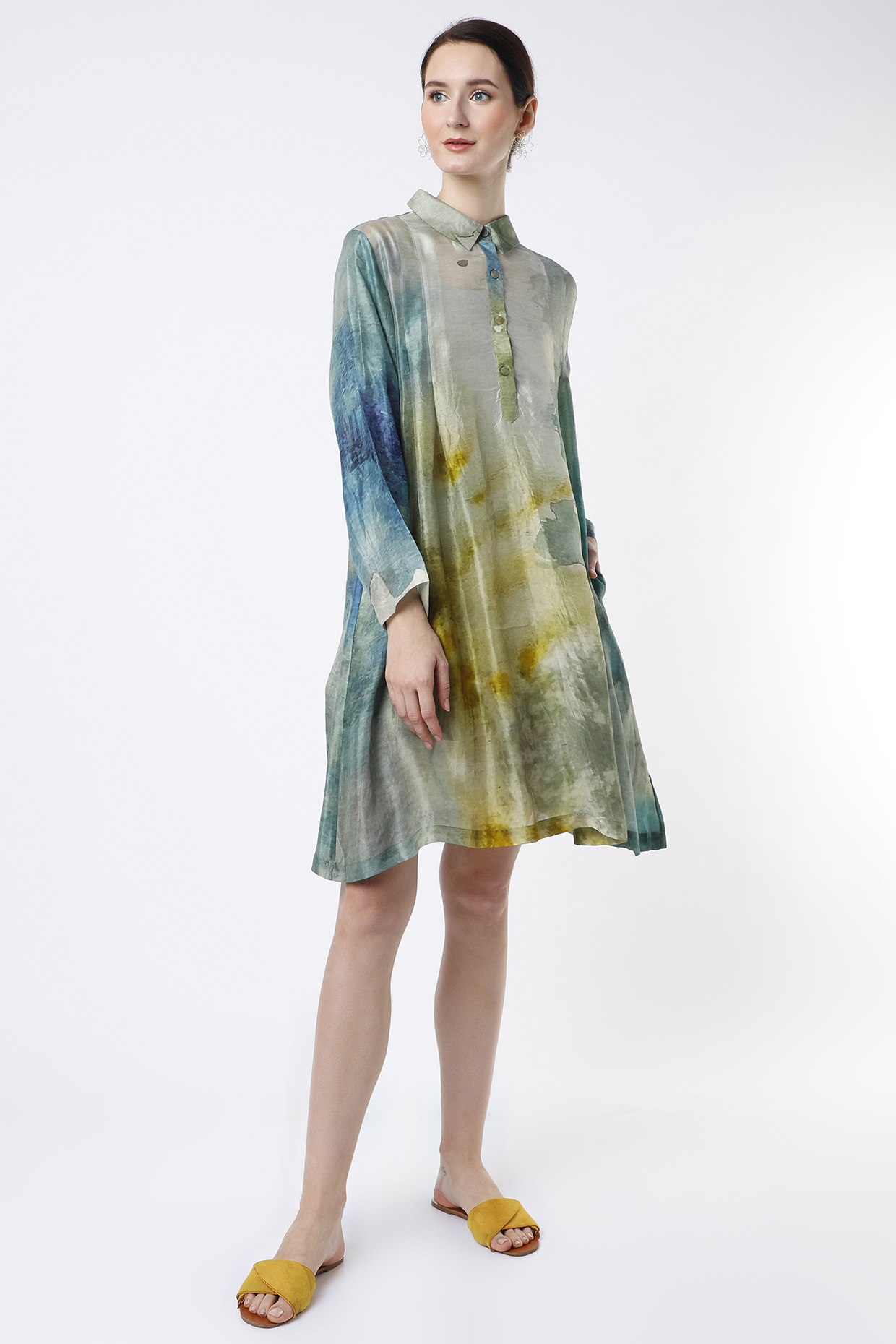 Sky Blue Printed Dress by YAVI