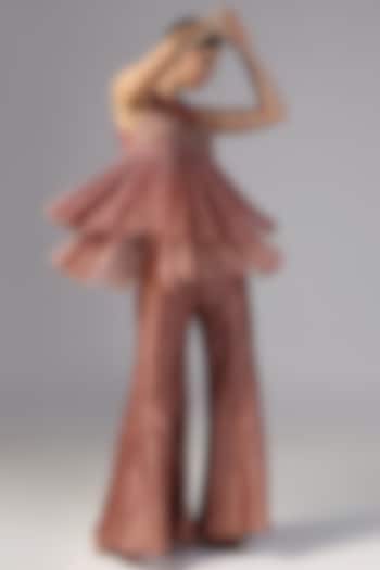 Caramel Raw Silk Palazzo Pant Set by Yashodhara at Pernia's Pop Up Shop