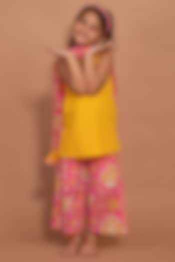 Yellow Cotton Kurta Set For Girls by The Yellow Gypsy