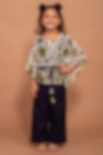 White Printed Kaftan Set For Girls by The Yellow Gypsy