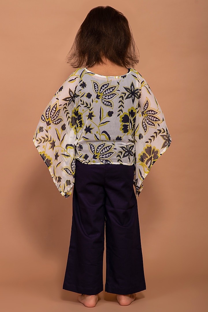White Printed Kaftan Set For Girls by The Yellow Gypsy at Pernia's Pop Up Shop