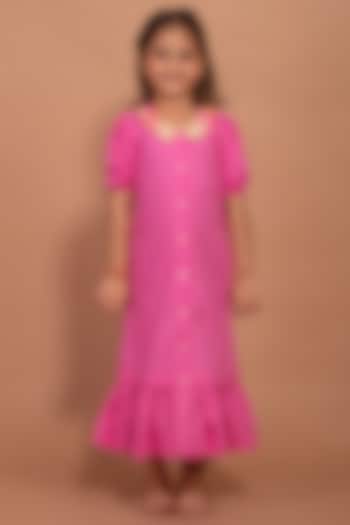 Pink Cotton Dress For Girls by The Yellow Gypsy
