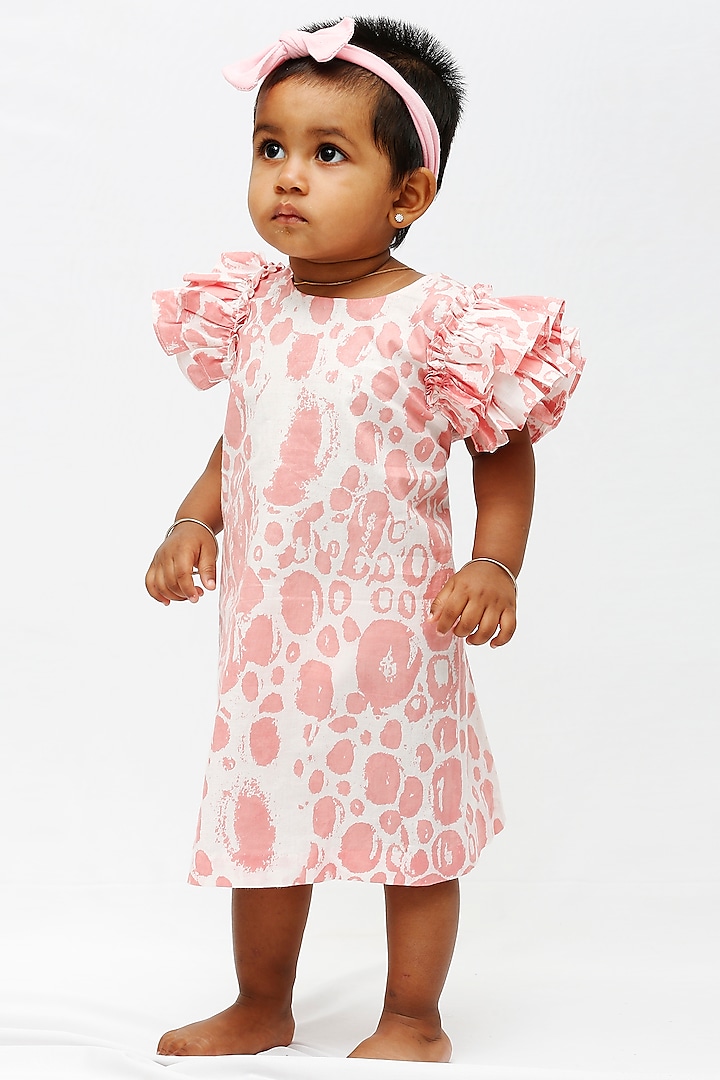 Pink Organic Cotton Mini Dress For Girls by Young Earthlings