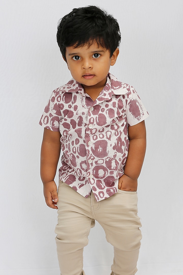Purple Organic Cotton Printed Shirt For Boys by Young Earthlings