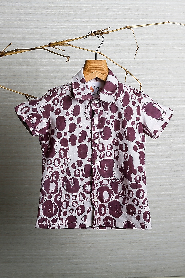Purple Organic Cotton Printed Shirt For Boys by Young Earthlings at Pernia's Pop Up Shop