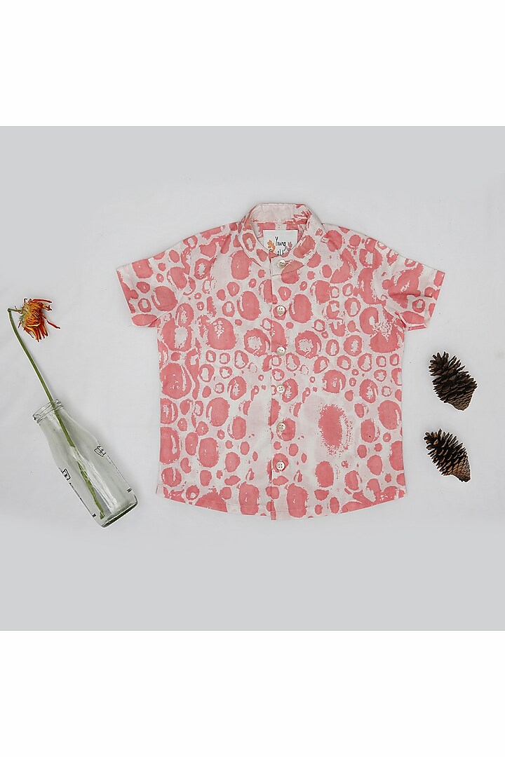 Pink Organic Cotton Printed Shirt For Boys by Young Earthlings at Pernia's Pop Up Shop