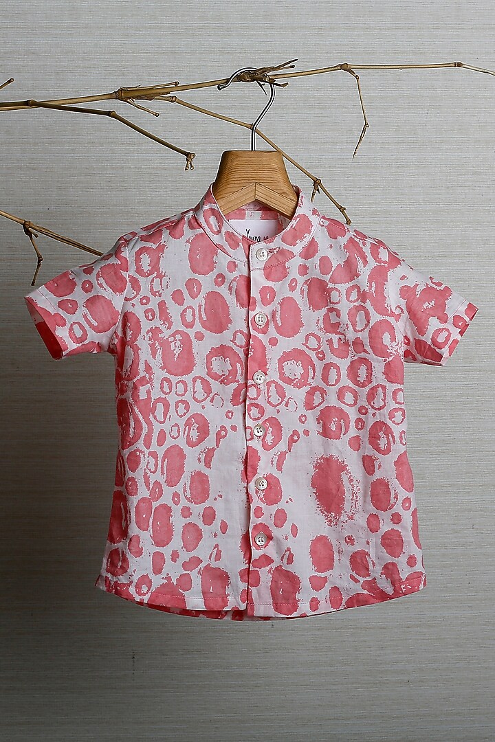 Pink Organic Cotton Printed Shirt For Boys by Young Earthlings at Pernia's Pop Up Shop