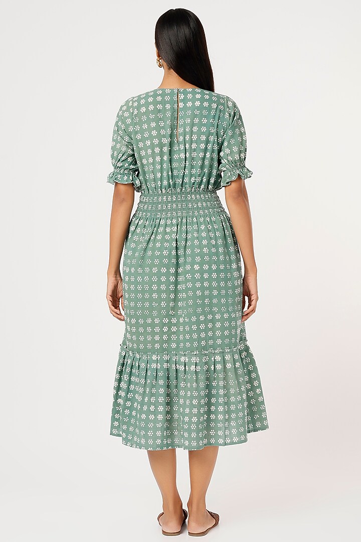 Periwinkle Printed Fit & Flare Summer Dress by Yesha Sant at Pernia's Pop Up Shop