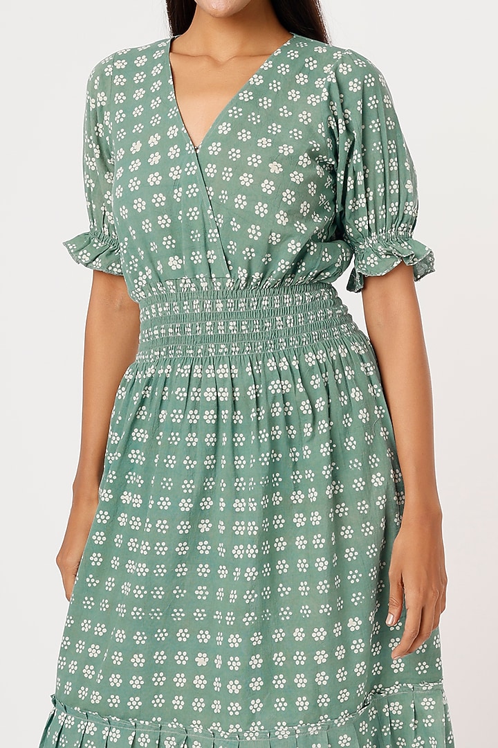 Periwinkle Printed Fit & Flare Summer Dress by Yesha Sant at Pernia's Pop Up Shop