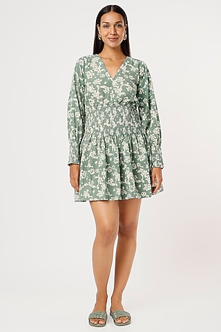 Dahlia Printed Smocked Dress by Yesha Sant