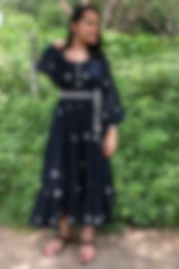 Black Jamdani Cotton Dress by Yesha Sant