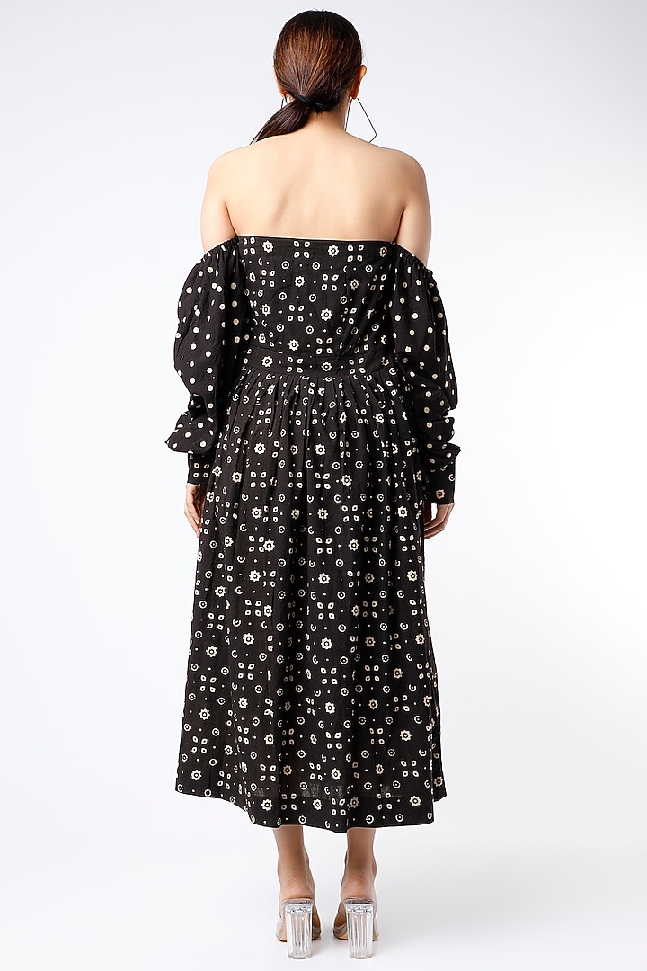 Black Ajrakh Printed Summer Dress by Yesha Sant at Pernia's Pop Up Shop
