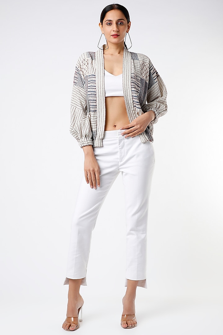 White Handcrafted Jacket by Yesha Sant