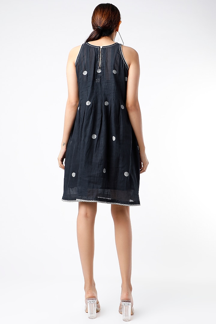 Black Printed Handwoven Pintuck Tunic by Yesha Sant at Pernia's Pop Up Shop