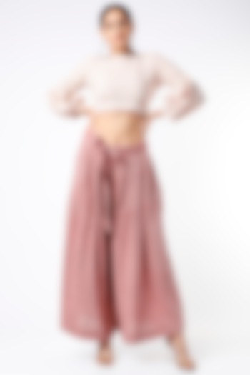 Blush Pink Handwoven Organic Cotton Co-Ord Set by Yesha Sant