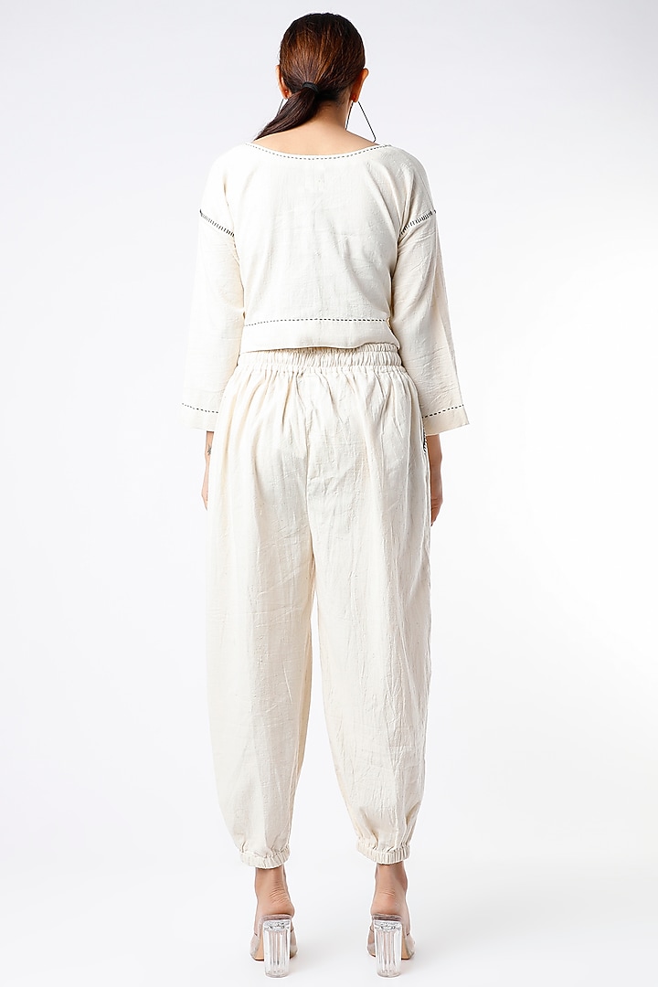 White Hand Embroidered Co-Ord Set by Yesha Sant at Pernia's Pop Up Shop