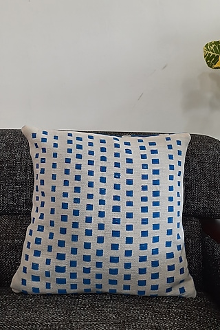White & Blue Cotton Handwoven Chest Box Cushion Covers (Set of 2) by Yetoli yeps