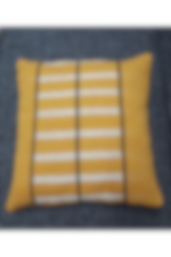 White & Yellow Cotton Handwoven Snowflakes Cushion Covers (Set of 2) by Yetoli yeps