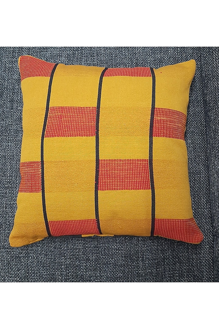 Black & Yellow Cotton Handwoven Puzzle Cushion Covers (Set of 2) by Yetoli yeps