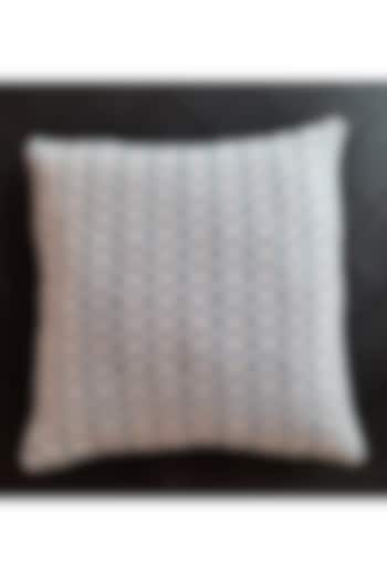 White & Blue Cotton Handwoven Maze Cushion Covers (Set of 2) by Yetoli yeps