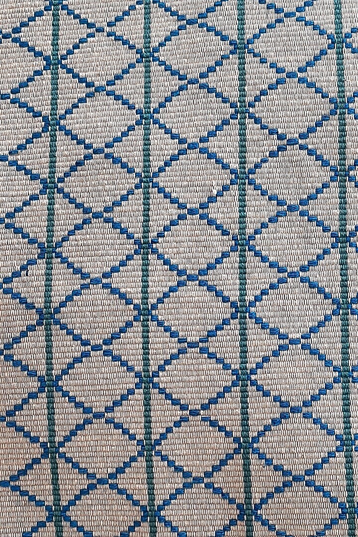 White & Blue Cotton Handwoven Maze Cushion Covers (Set of 2) by Yetoli yeps at Pernia's Pop Up Shop