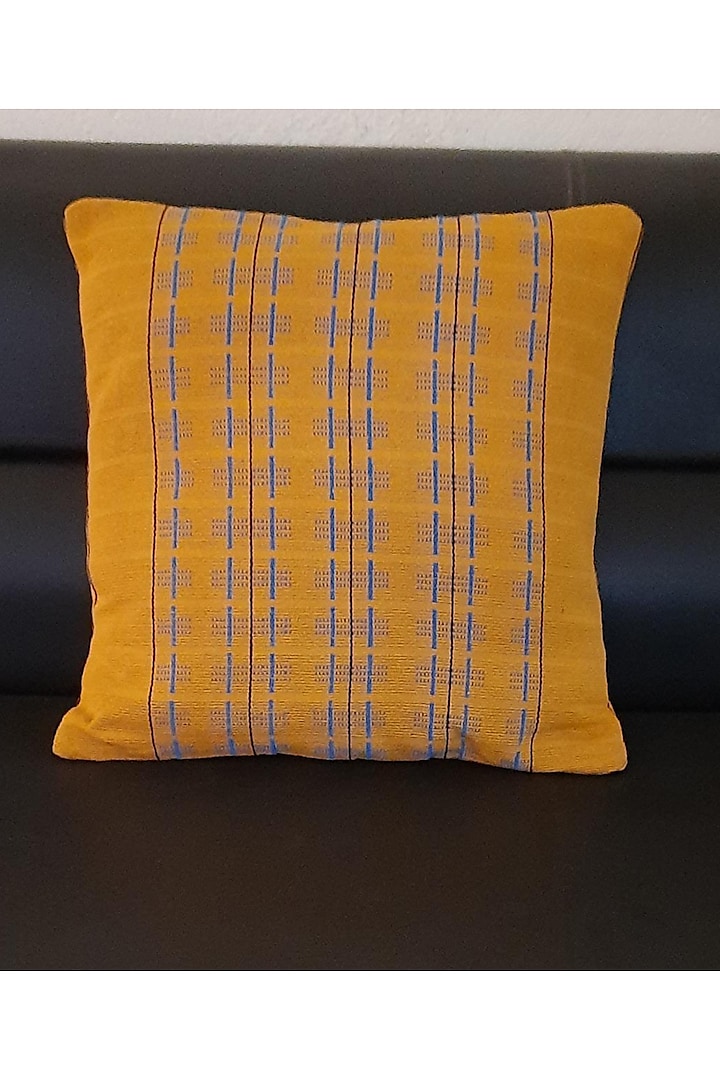 Mustard Yellow Cotton Handwoven Cushion Covers (Set of 2) by Yetoli yeps