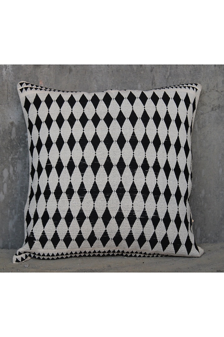 Black & White Cotton Handwoven Cushion Covers (Set of 2) by Yetoli yeps at Pernia's Pop Up Shop