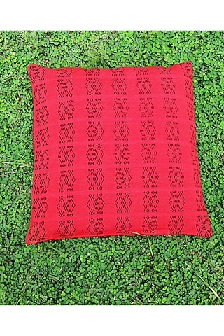 Red & Black Cotton Handwoven Cushion Covers (Set of 2) by Yetoli yeps