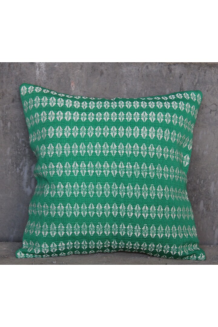 Sea Green Cotton Handwoven Cushion Covers (Set of 2) by Yetoli yeps at Pernia's Pop Up Shop