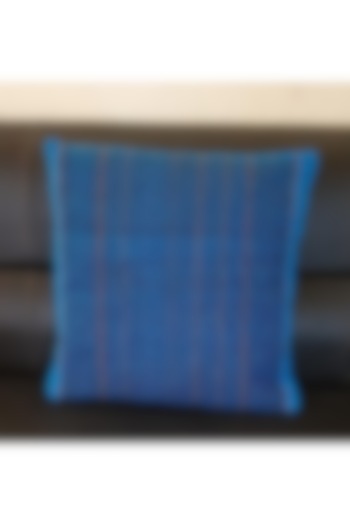 Blue Cotton Handwoven Cushion Cover by Yetoli yeps