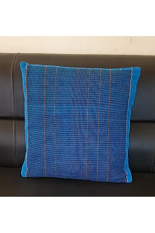 Blue Cotton Handwoven Cushion Cover by Yetoli yeps