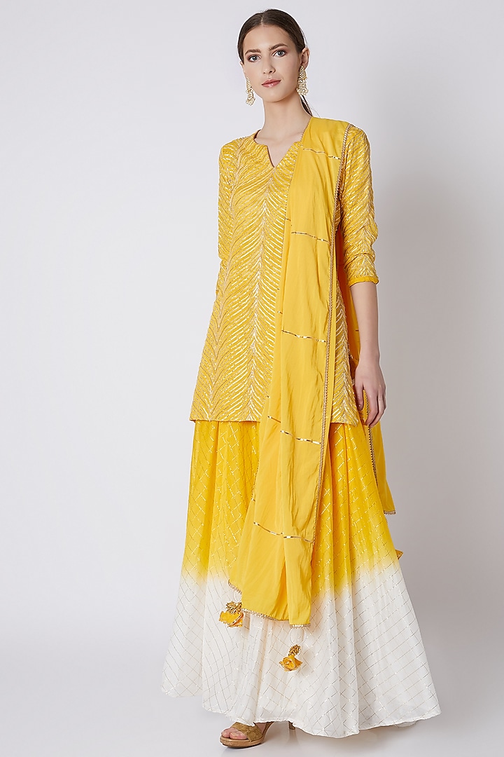 Yellow Embroidered Kurta Set by Yuvrani Jaipur